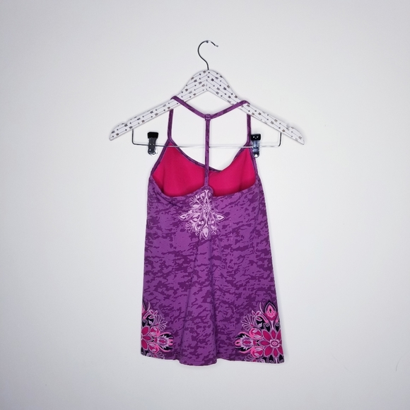 SALE! Athleta Bra Top Purple Floral Y Back Workout Tank - Picture 2 of 5
